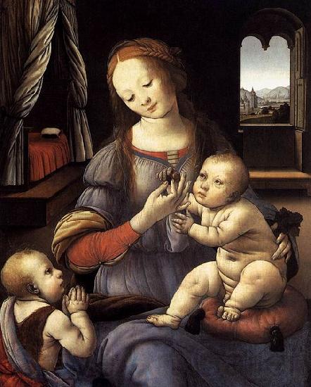 LORENZO DI CREDI Madonna with the Christ Child and St John the Baptist Spain oil painting art